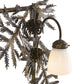 Meyda Lighting Pine Branch 40" 6-Light Dark Burnished Antique Copper Vanity Light With White Opal Shade Glass