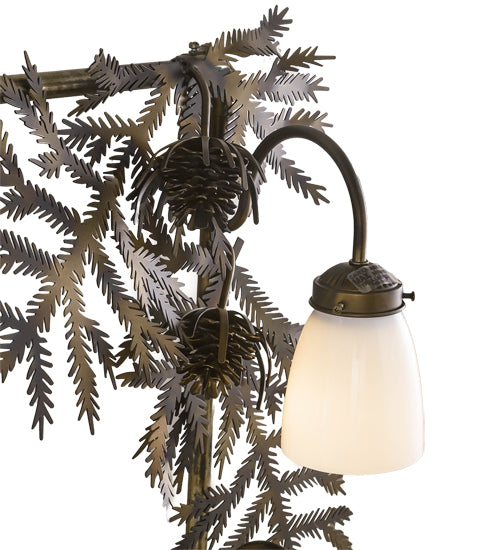 Meyda Lighting Pine Branch 40" 6-Light Dark Burnished Antique Copper Vanity Light With White Opal Shade Glass