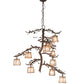 Meyda Lighting Pine Branch 42" 10-Light Mahogany Bronze Valley View Chandelier With Silver Mica Shade Glass