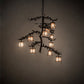 Meyda Lighting Pine Branch 42" 10-Light Mahogany Bronze Valley View Chandelier With Silver Mica Shade Glass