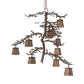 Meyda Lighting Pine Branch 42" 10-Light Mahogany Bronze Valley View Chandelier With Silver Mica Shade Glass