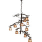 Meyda Lighting Pine Branch 42" 10-Light Mahogany Bronze Valley View Chandelier With Silver Mica Shade Glass