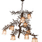 Meyda Lighting Pine Branch 42" 10-Light Mahogany Bronze Valley View Chandelier With Silver Mica Shade Glass