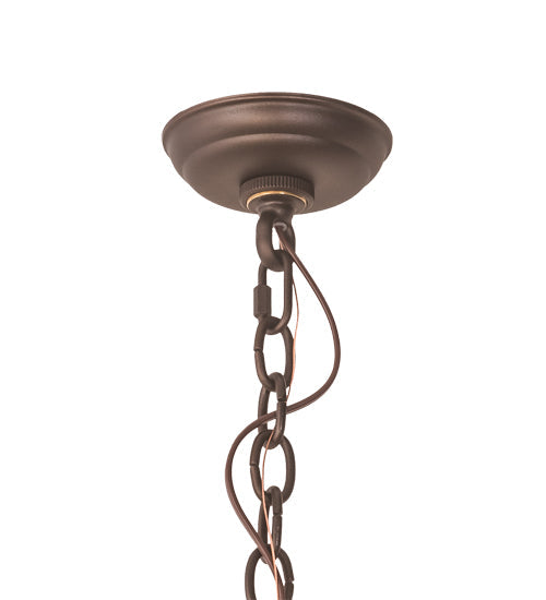 Meyda Lighting Pine Branch 42" 10-Light Mahogany Bronze Valley View Chandelier With Silver Mica Shade Glass