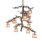 Meyda Lighting Pine Branch 42" 10-Light Mahogany Bronze Valley View Chandelier With Silver Mica Shade Glass