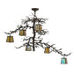 Meyda Lighting Pine Branch 45" 6-Light Cafe Noir Valley View Chandelier With Beige Iridescent Shade Glass