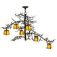 Meyda Lighting Pine Branch 45" 6-Light Cafe Noir Valley View Chandelier With Beige Iridescent Shade Glass