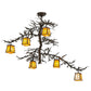 Meyda Lighting Pine Branch 45" 6-Light Cafe Noir Valley View Chandelier With Beige Iridescent Shade Glass