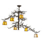 Meyda Lighting Pine Branch 45" 6-Light Cafe Noir Valley View Chandelier With Beige Iridescent Shade Glass