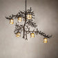 Meyda Lighting Pine Branch 45" 6-Light Oil Rubbed Bronze Valley View Chandelier With Beige Iridescent Shade Glass