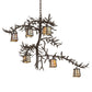 Meyda Lighting Pine Branch 45" 6-Light Oil Rubbed Bronze Valley View Chandelier With Beige Iridescent Shade Glass