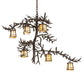 Meyda Lighting Pine Branch 45" 6-Light Oil Rubbed Bronze Valley View Chandelier With Beige Iridescent Shade Glass