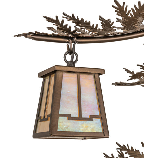 Meyda Lighting Pine Branch 48" 12-Light Antique Copper Valley View Chandelier With Beige Iridescent Shade Glass