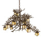 Meyda Lighting Pine Branch 48" 12-Light Antique Copper Valley View Chandelier With Beige Iridescent Shade Glass