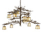 Meyda Lighting Pine Branch 48" 12-Light Antique Copper Valley View Chandelier With Beige Iridescent Shade Glass