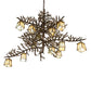 Meyda Lighting Pine Branch 48" 12-Light Antique Copper Valley View Chandelier With Beige Iridescent Shade Glass