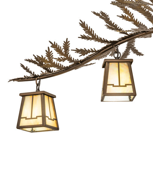 Meyda Lighting Pine Branch 48" 12-Light Antique Copper Valley View Chandelier With Beige Iridescent Shade Glass