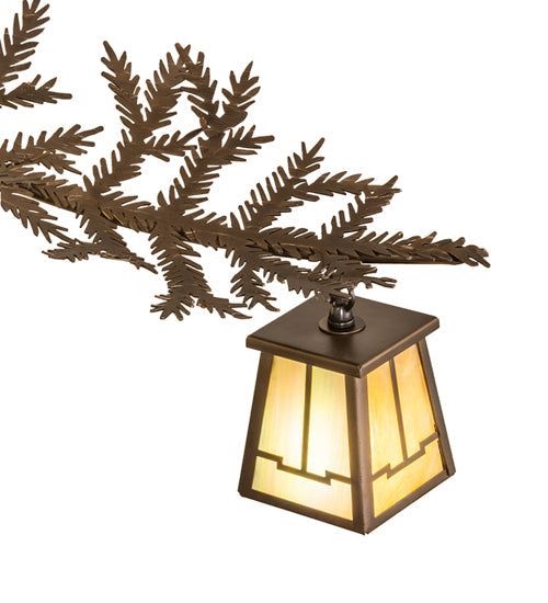 Meyda Lighting Pine Branch 48" 12-Light Antique Copper Valley View Chandelier With Beige Iridescent Shade Glass