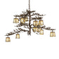 Meyda Lighting Pine Branch 48" 12-Light Antique Copper Valley View Chandelier With Beige Iridescent Shade Glass