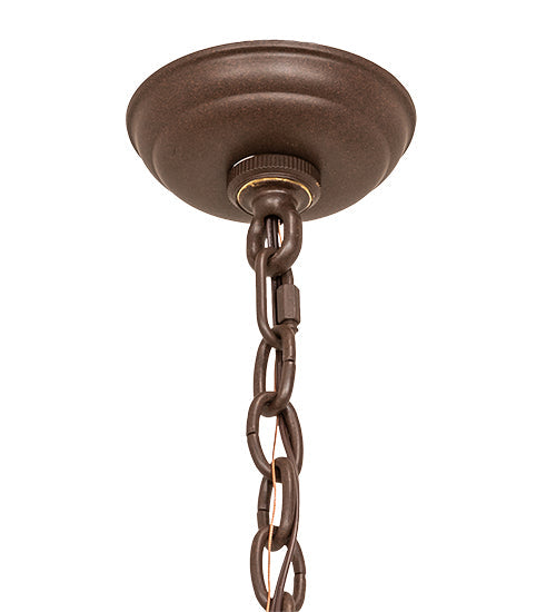 Meyda Lighting Pine Branch 48" 12-Light Cafe Noir Island Chandelier With Beige Art Shade Glass