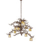 Meyda Lighting Pine Branch 48" 12-Light Cafe Noir Island Chandelier With Beige Art Shade Glass