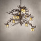 Meyda Lighting Pine Branch 48" 12-Light Cafe Noir Island Chandelier With Beige Art Shade Glass