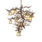 Meyda Lighting Pine Branch 48" 12-Light Cafe Noir Island Chandelier With Beige Art Shade Glass