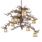 Meyda Lighting Pine Branch 48" 12-Light Cafe Noir Island Chandelier With Beige Art Shade Glass