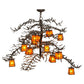 Meyda Lighting Pine Branch 48" 12-Light Cafe Noir Valley View Chandelier With Amber Mica Shade Glass