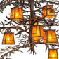 Meyda Lighting Pine Branch 48" 12-Light Cafe Noir Valley View Chandelier With Amber Mica Shade Glass