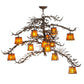 Meyda Lighting Pine Branch 48" 12-Light Cafe Noir Valley View Chandelier With Amber Mica Shade Glass
