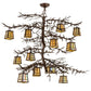 Meyda Lighting Pine Branch 48" 12-Light Cafe Noir Valley View Chandelier With Beige Iridescent Art Shade Glass