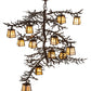 Meyda Lighting Pine Branch 48" 12-Light Cafe Noir Valley View Chandelier With Beige Iridescent Art Shade Glass