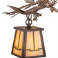 Meyda Lighting Pine Branch 48" 12-Light Cafe Noir Valley View Chandelier With Beige Iridescent Art Shade Glass
