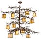 Meyda Lighting Pine Branch 48" 12-Light Cafe Noir Valley View Chandelier With Beige Iridescent Art Shade Glass