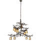 Meyda Lighting Pine Branch 48" 12-Light Copper Rust Chandelier With Beige Iridescent Shade Glass