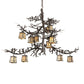 Meyda Lighting Pine Branch 48" 12-Light Copper Rust Chandelier With Beige Iridescent Shade Glass
