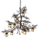 Meyda Lighting Pine Branch 48" 12-Light Copper Rust Chandelier With Beige Iridescent Shade Glass