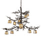 Meyda Lighting Pine Branch 48" 12-Light Copper Rust Chandelier With Beige Iridescent Shade Glass