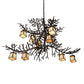 Meyda Lighting Pine Branch 48" 12-Light Copper Rust Chandelier With Beige Iridescent Shade Glass