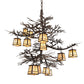 Meyda Lighting Pine Branch 48" 12-Light Copper Rust Chandelier With Beige Iridescent Shade Glass