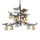 Meyda Lighting Pine Branch 48" 12-Light Copper Rust Chandelier With Beige Iridescent Shade Glass