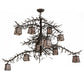Meyda Lighting Pine Branch 48" 12-Light Dark Roast Valley View Chandelier With Silver Mica Shade Glass