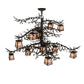 Meyda Lighting Pine Branch 48" 12-Light Dark Roast Valley View Chandelier With Silver Mica Shade Glass