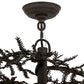 Meyda Lighting Pine Branch 48" 12-Light Dark Roast Valley View Chandelier With Silver Mica Shade Glass