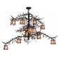 Meyda Lighting Pine Branch 48" 12-Light Dark Roast Valley View Chandelier With Silver Mica Shade Glass