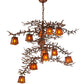 Meyda Lighting Pine Branch 48" 12-Light Rust Chandelier With Amber Mica Shade Glass