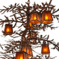 Meyda Lighting Pine Branch 48" 12-Light Rust Chandelier With Amber Mica Shade Glass