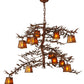 Meyda Lighting Pine Branch 48" 12-Light Rust Chandelier With Amber Mica Shade Glass