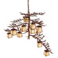 Meyda Lighting Pine Branch 48" 12-Light Rust Chandelier With Beige Iridescent Shade Glass